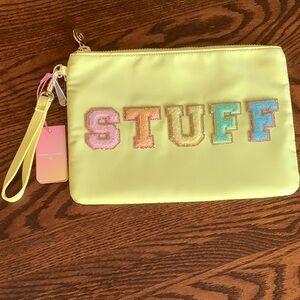 Yellow Pouch with Multicolor 'STUFF'